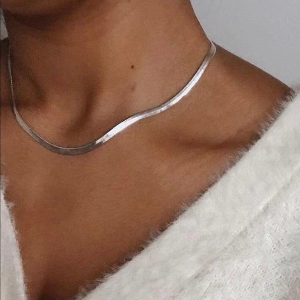 Silver Herringbone Necklace